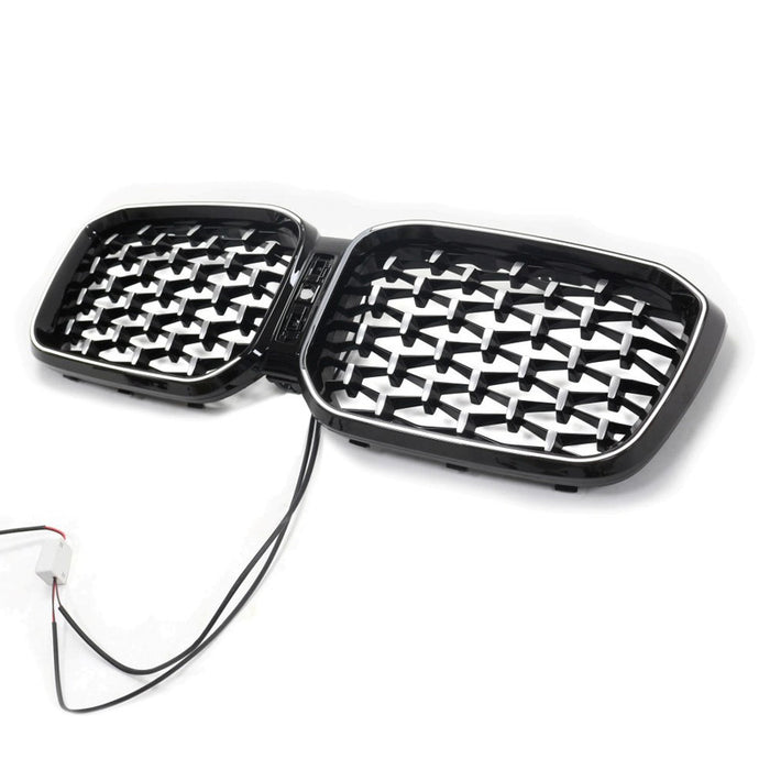Car Craft Compatible With Bmw X3 G01 G08 Lci 2022+ Front Bumper Diamond Black Silver Show Led Grill - CAR CRAFT INDIA