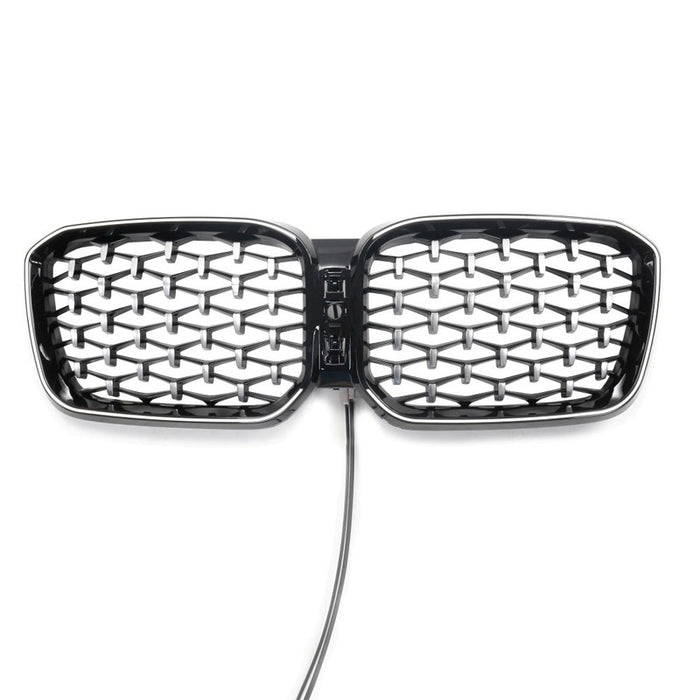 Car Craft Compatible With Bmw X3 G01 G08 Lci 2022+ Front Bumper Diamond Black Silver Show Led Grill - CAR CRAFT INDIA