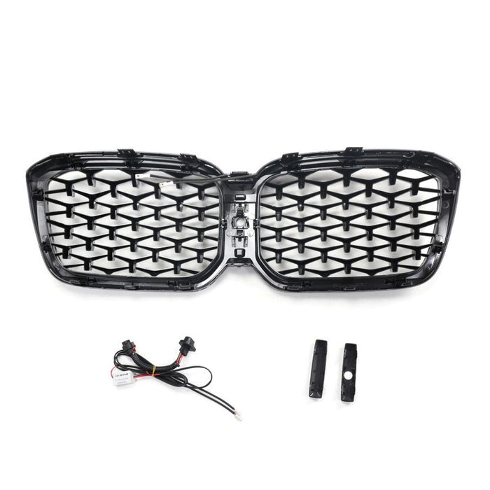 Car Craft Compatible With Bmw X3 G01 G08 Lci 2022+ Front Bumper Diamond Black Silver Show Led Grill - CAR CRAFT INDIA