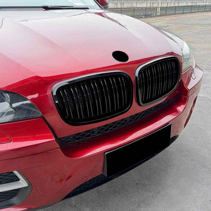 Car Craft Compatible With Bmw X5 E70 X6 E71 2006-2013 Front Bumper Show Gril Glossy Black Single Line ZST-1476 SINGLE CC-11082