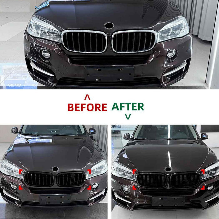Car Craft Compatible With Bmw X5 F15 X6 F16 2014-2018 Front Bumper Show Gril Glossy Black Dual Line ZST-1475 DUAL CC-11079
