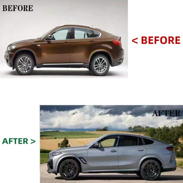 Car Craft Compatible With Bmw X6 E71 2006-2014 Side Skirt Splitter Trim Running Board G06 Convertion Kit Style CC-10887