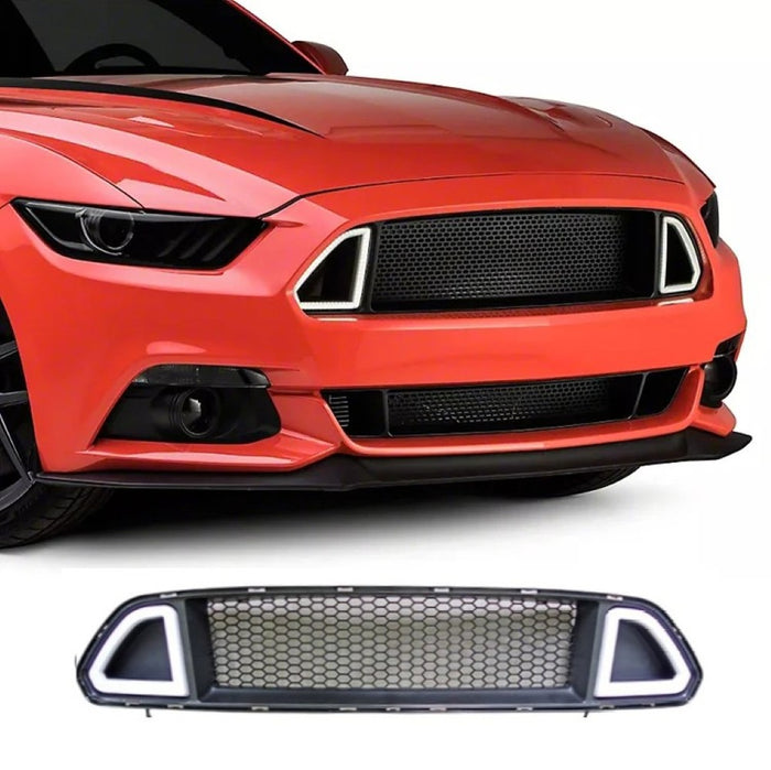 Car Craft Compatible With Ford Mustang 2015-2017 Front Bumper Show Illluminated Led Drl Mesh Grill CC-7967 - CAR CRAFT INDIA