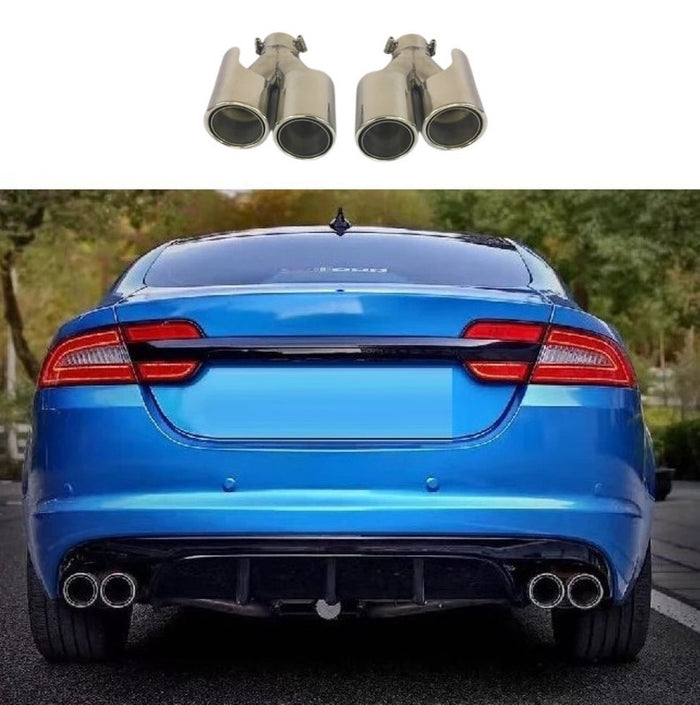 Car Craft Compatible With Jaguar Xf Xfr 2011-2016 Rear Bumper Exhasut Tailpipe Tip Pipe Muffer Chrome - CAR CRAFT INDIA
