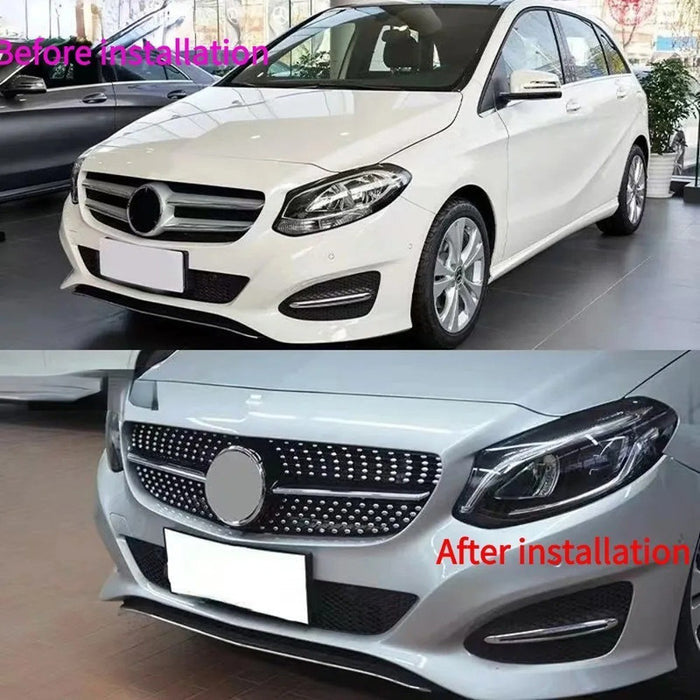 Car Craft Compatible With Mercedes Benz B Class W246 2015-20018 Front Bumper Show Grill Amg Diamond Black CC-10934