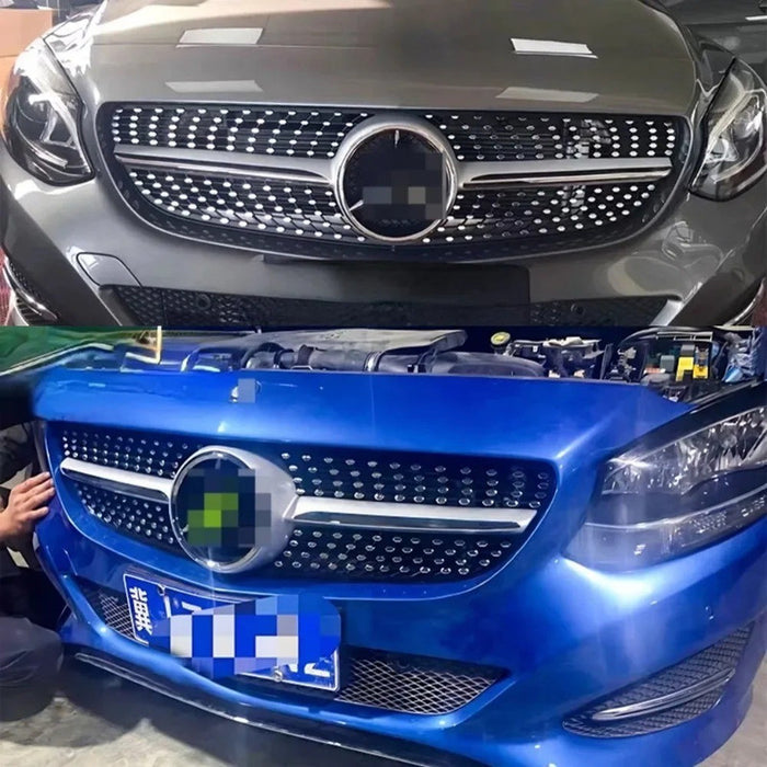 Car Craft Compatible With Mercedes Benz B Class W246 2015-20018 Front Bumper Show Grill Amg Diamond Silver CC-10935