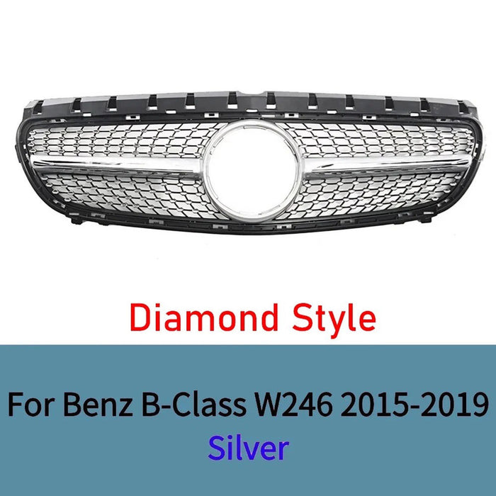 Car Craft Compatible With Mercedes Benz B Class W246 2015-20018 Front Bumper Show Grill Amg Diamond Silver CC-10935