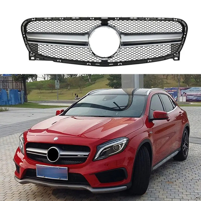 Car Craft Compatible With Mercedes Benz Gla W156 X156 2014-2016 Front Bumper Show Grill Amg Silver Amg45 CC-10567