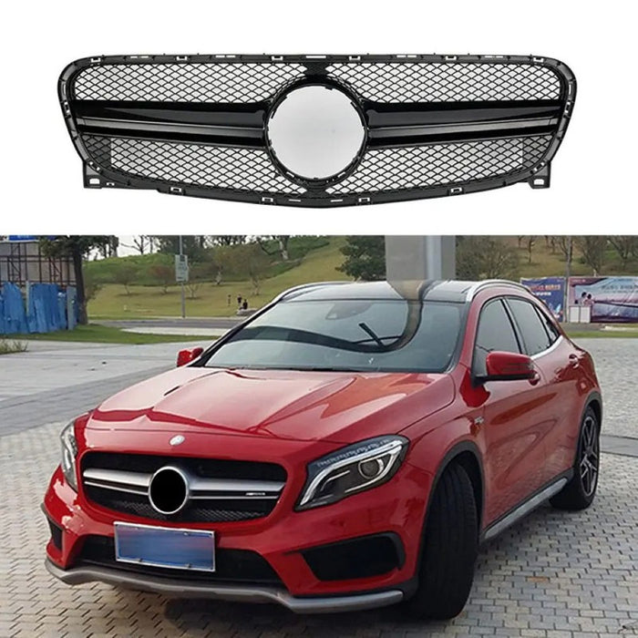 Car Craft Compatible With Mercedes Benz Gla W156 X156 2014-2016 Front Bumper Show Grill Amg Black Amg45 CC-10568