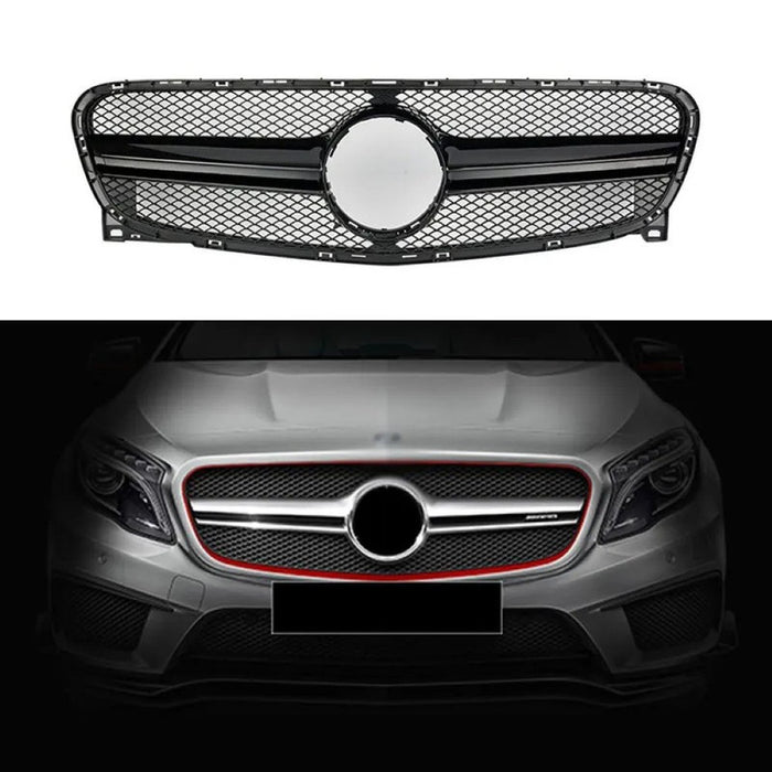 Car Craft Compatible With Mercedes Benz Gla W156 X156 2014-2016 Front Bumper Show Grill Amg Black Amg45 CC-10568