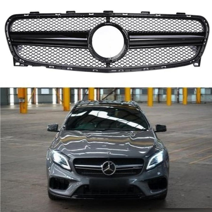 Car Craft Compatible With Mercedes Benz Gla W156 X156 Lci 2017-2020 Front Bumper Show Grill Amg Black Amg45 CC-10570