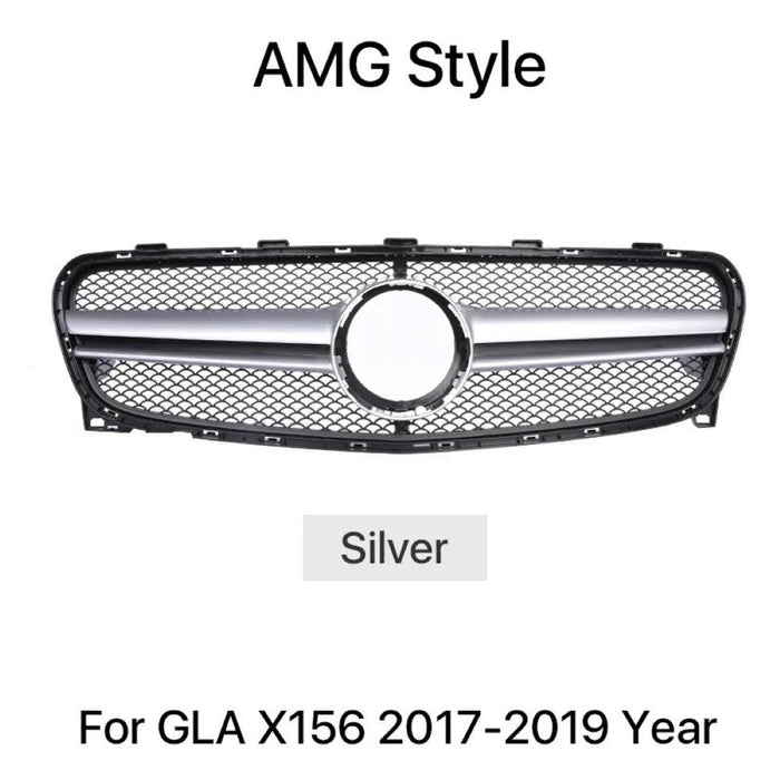 Car Craft Compatible With Mercedes Benz Gla W156 X156 Lci 2017-2020 Front Bumper Show Grill Amg Silver Amg45 CC-10569