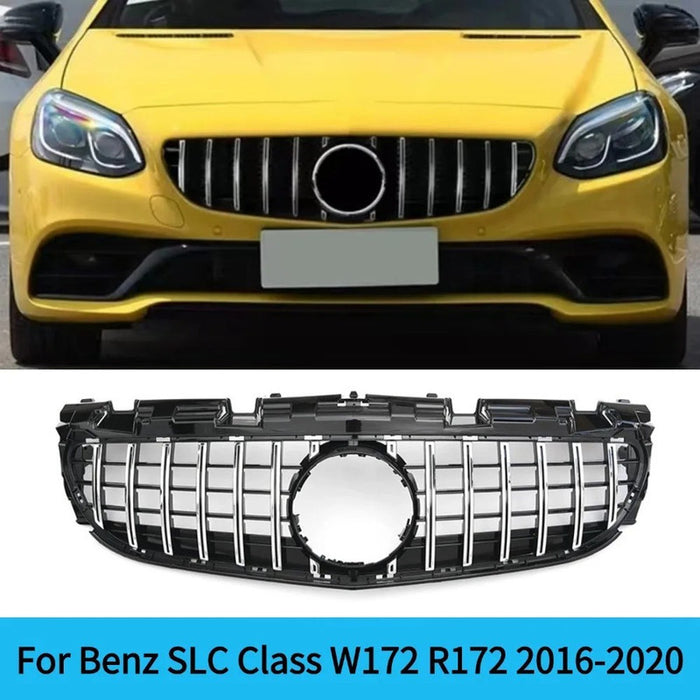 Car Craft Compatible With Mercedes Benz Slc W172 2016-2016 Front Bumper Show Grill Amg Gt Gtr Silver Chrome CC-10932