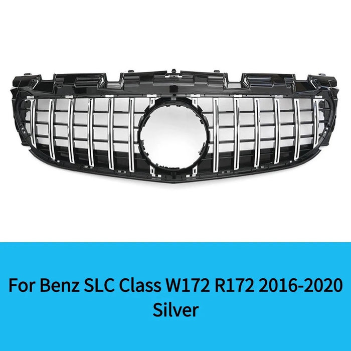 Car Craft Compatible With Mercedes Benz Slc W172 2016-2016 Front Bumper Show Grill Amg Gt Gtr Silver Chrome CC-10932