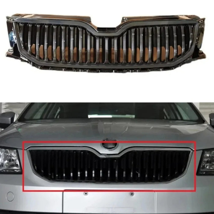 Car Craft Compatible With Skoda Octavia Iii 2013-2016 Rs Vrs Style Front Bumper Show Grill Black CC-7209 - CAR CRAFT INDIA