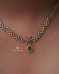 Classic Emerald Teardrop White Stone Necklace