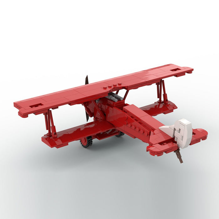 Classic Red Biplane Building Blocks-LesDiy -