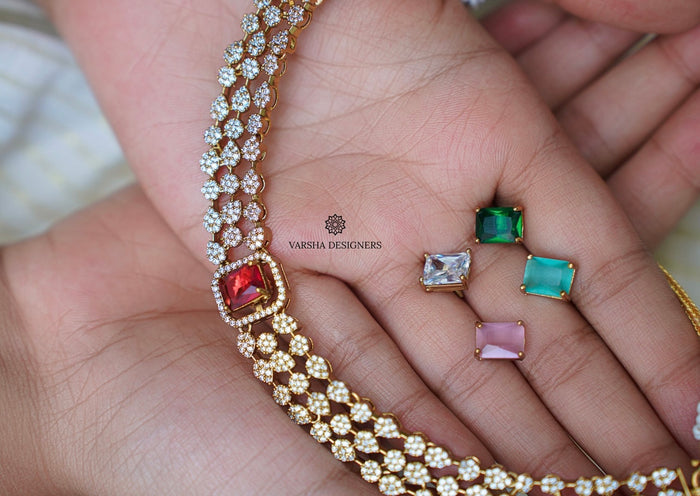 Color Changeable Stone Necklace Set