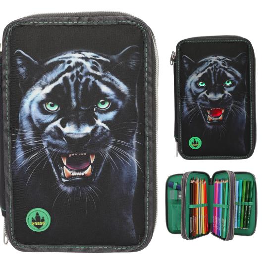 Depesche Adventure World 3-fach Federmäppchen LED Panther