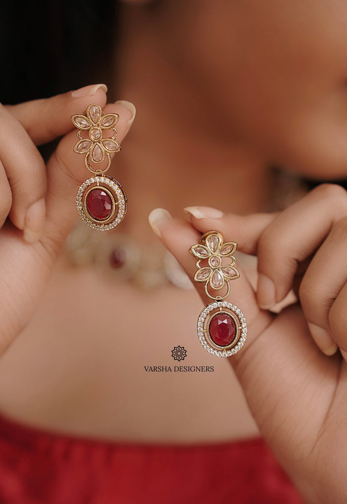 Designer Ruby Stone Necklace Set