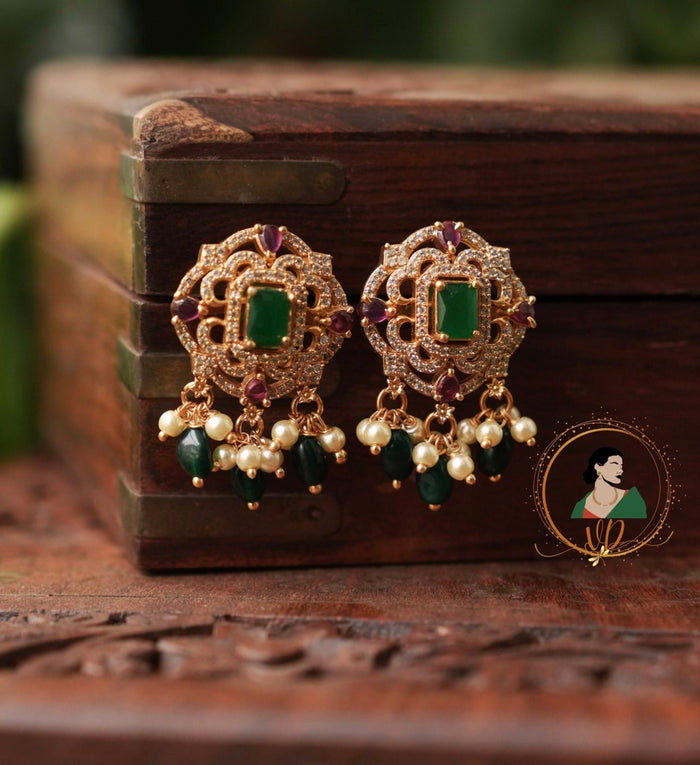 Emerald AD Stone Earrings