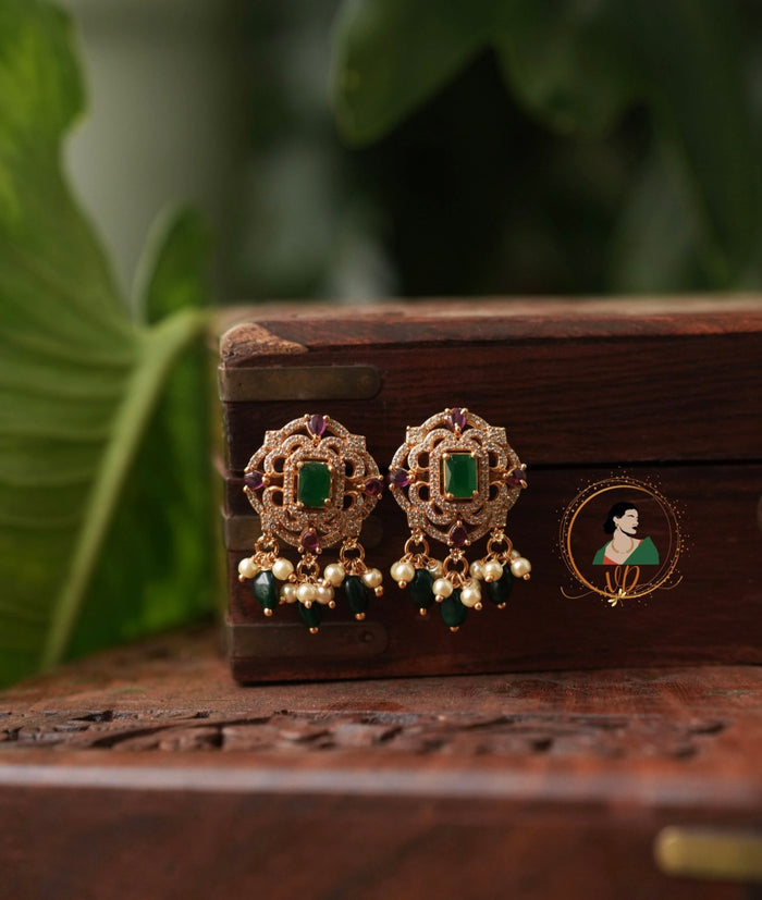 Emerald AD Stone Earrings