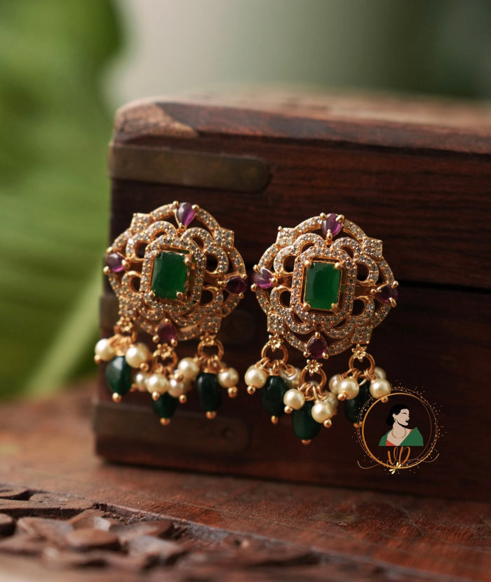 Emerald AD Stone Earrings