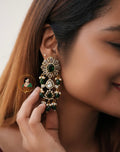 Emerald Beads Zircon Stone Earrings