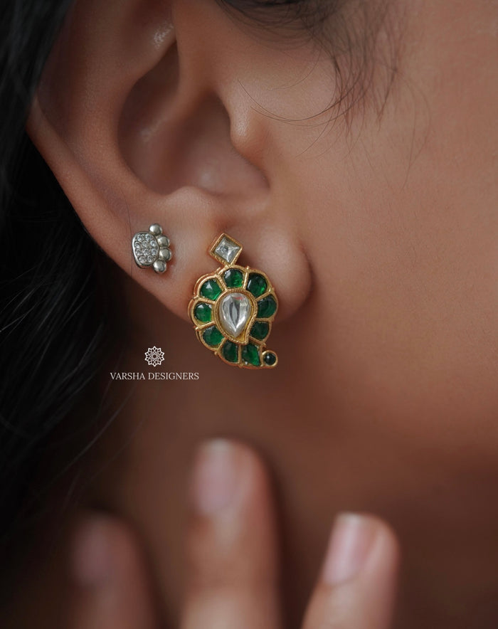 Emerald Paisley Green Stone Earrings