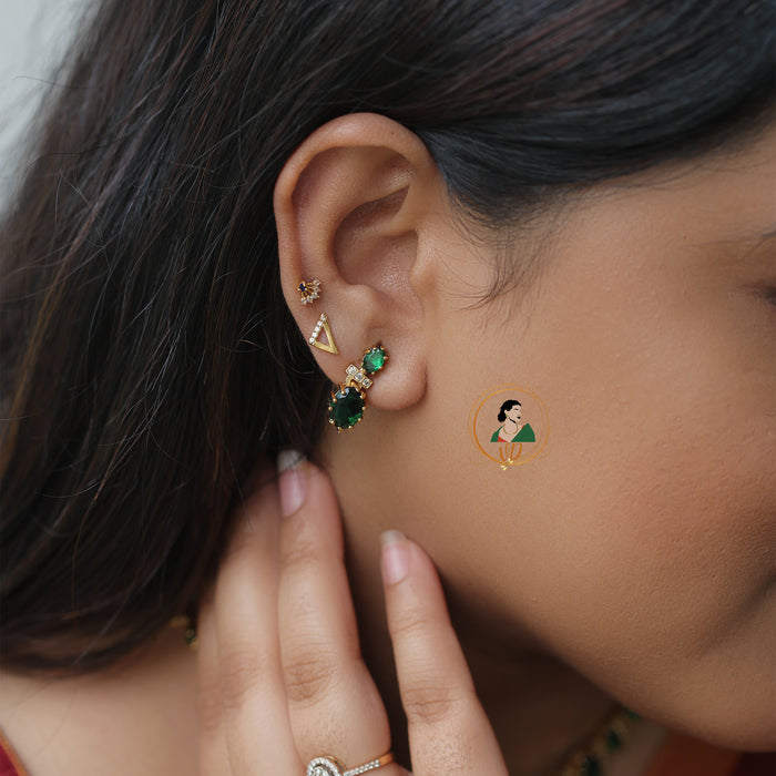 Emerald & White Stone Necklace Set