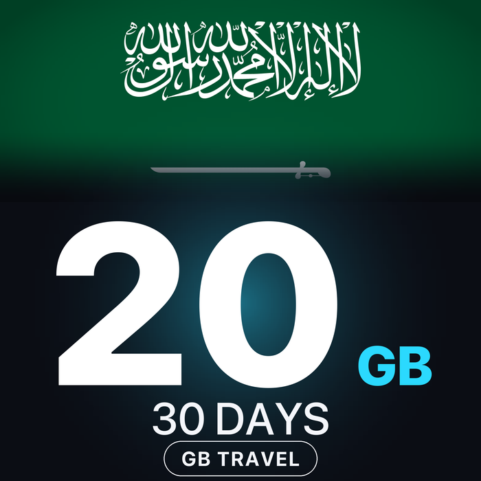 eSIM Arabia Saudită 20 GB, 30 DAYS — GB Travel