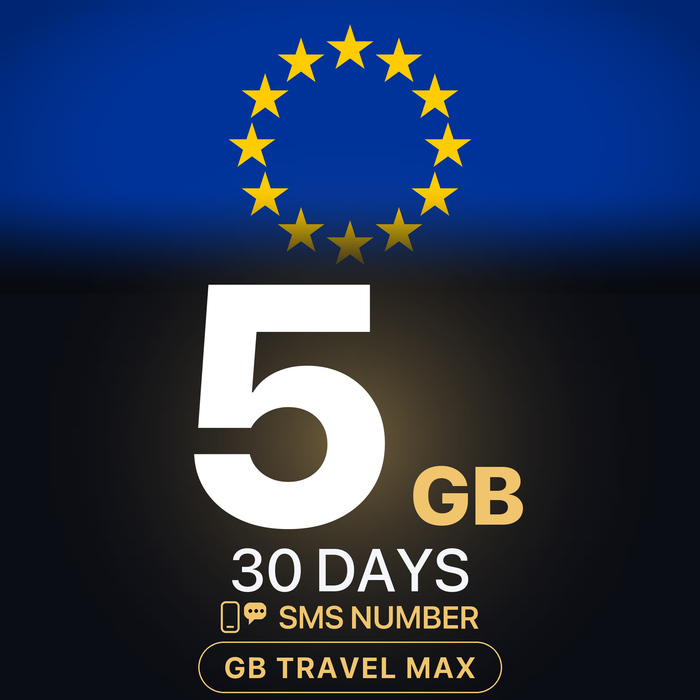 eSIM Europa 5 GB, 30 DAYS — GB Travel Max (+ număr de telefon)