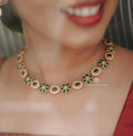 Floral Green & White Stone Necklace