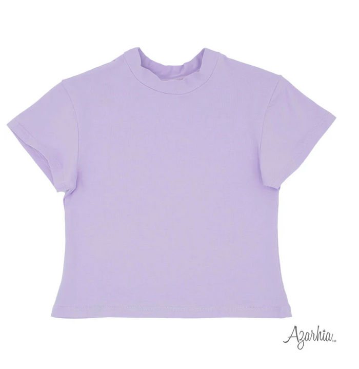 Purple girls tee displayed on a white background.