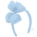 Blue bow and headband combo on a white background.