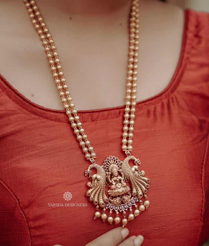 Gold Beaded Temple Ruby Haram