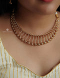 Gold Finish Designer White Stone Necklace