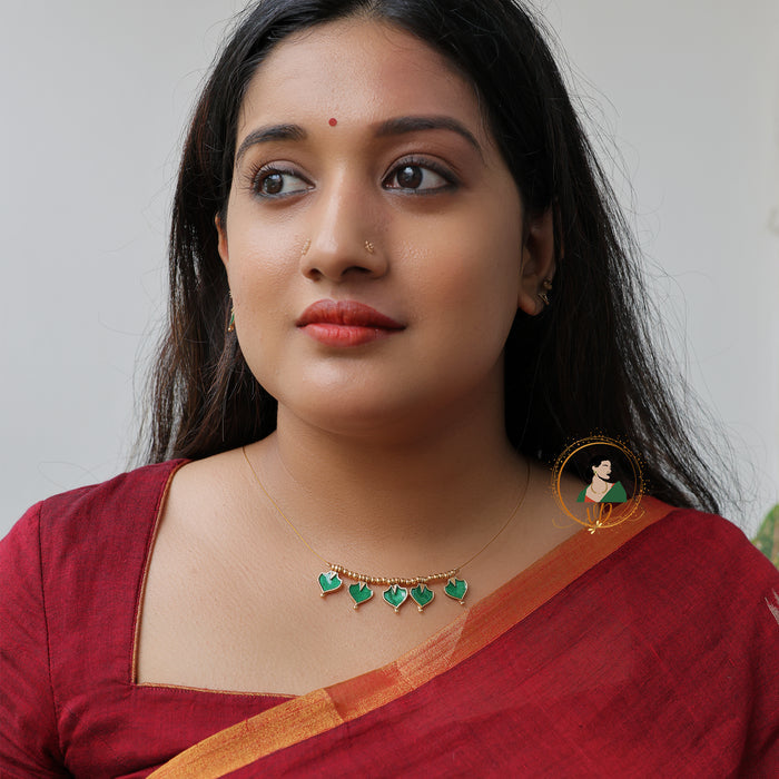 Gold Finish Invisible Palakka Necklace Set
