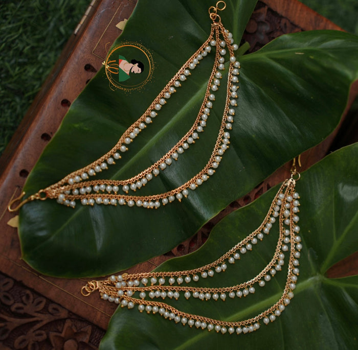 Gold Finish Pearl Earchains