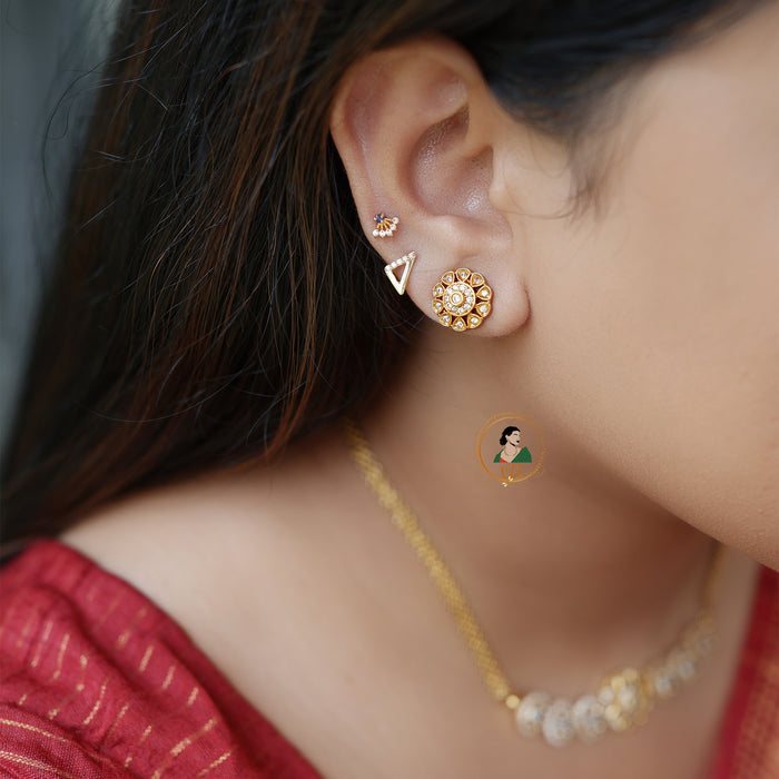 Gold Finish Stone Choker Set