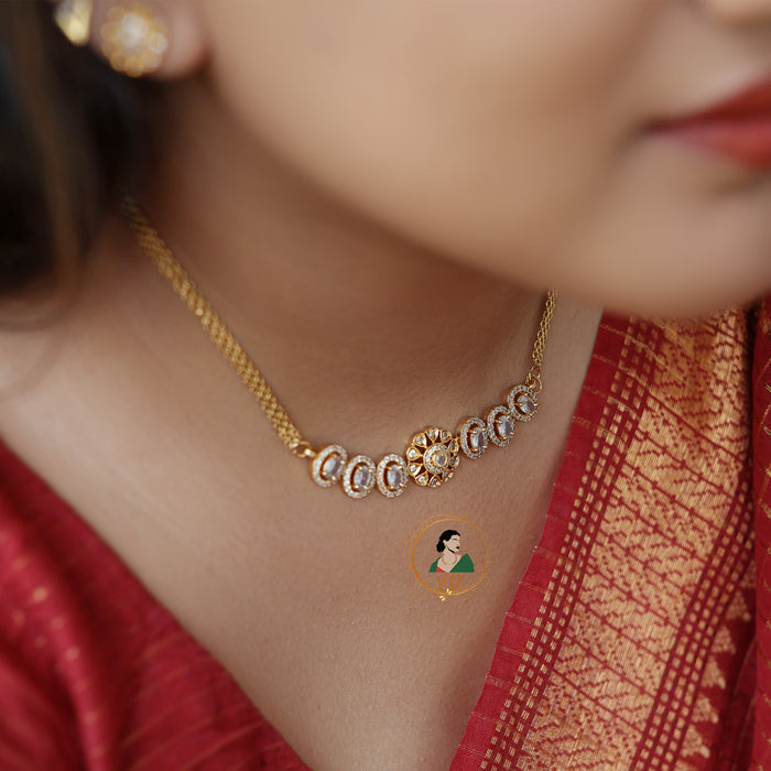 Gold Finish Stone Choker Set