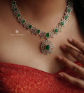 Gold Finish Zircon Stone Emerald Necklace
