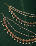 Gold Look Floral Pearl Earchains