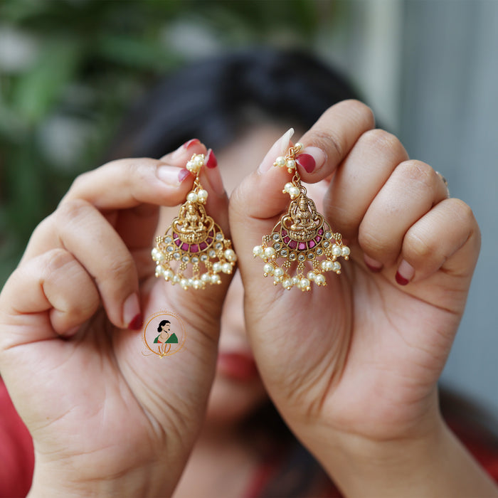 Gold Look Lakshmi Hook Earrings