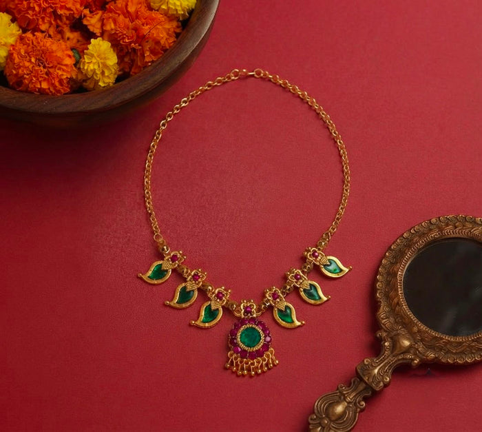 Gold Look Mango Palakka Necklace