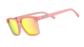 Pink sunglasses with yellow lenses on a transparent background