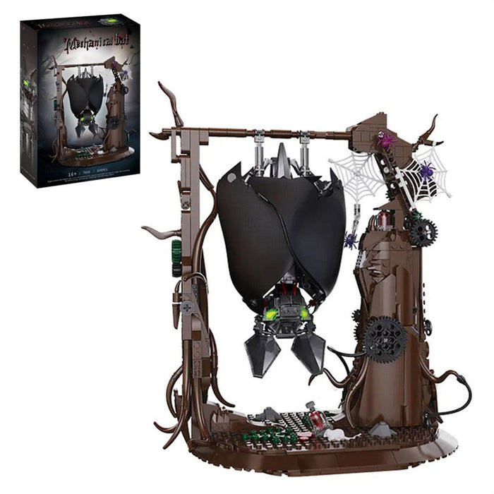 Gothic Metal Mechanical Bat with Display Stand and Spiderweb Decor Building Blocks - LesDiy -