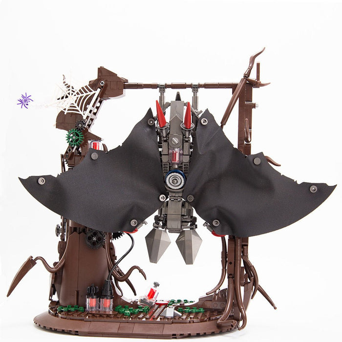 Gothic Metal Mechanical Bat with Display Stand and Spiderweb Decor Building Blocks - LesDiy -