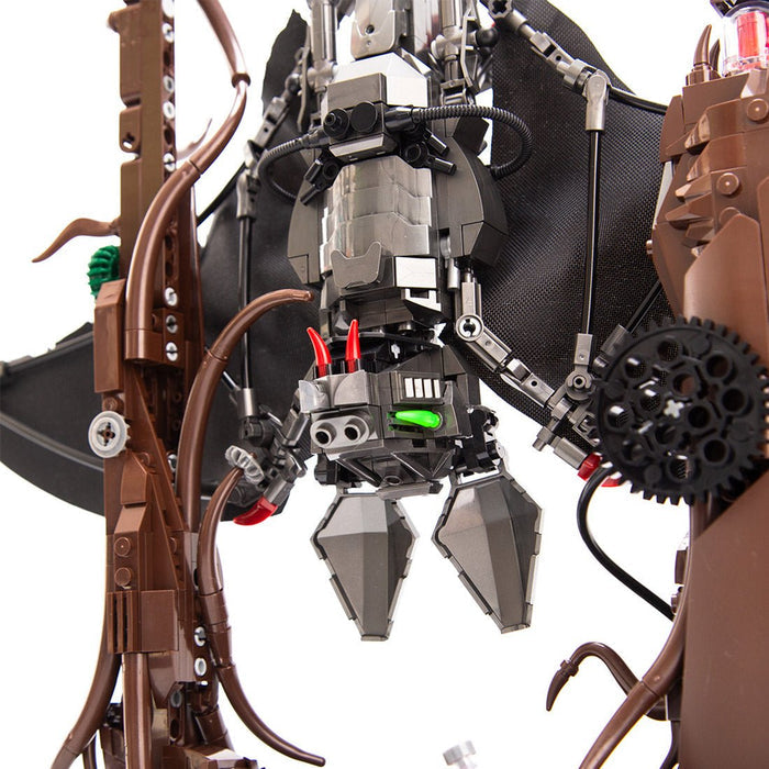 Gothic Metal Mechanical Bat with Display Stand and Spiderweb Decor Building Blocks - LesDiy -