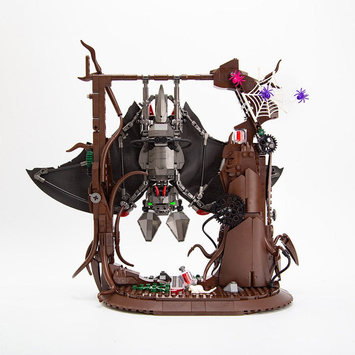 Gothic Metal Mechanical Bat with Display Stand and Spiderweb Decor Building Blocks - LesDiy -